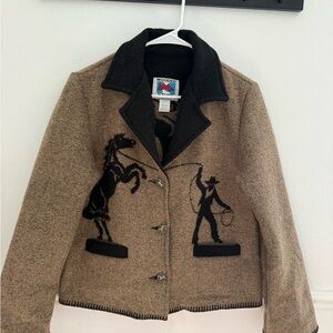 Wooded River vintage 1980 Tan and Black Equestrian Blazer